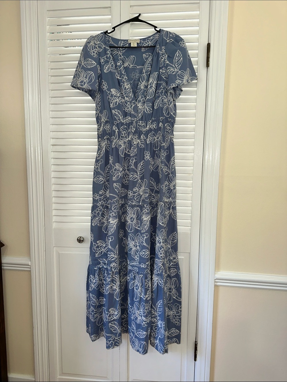 Cynthia Rowley Blue Floral V-Neck Tiered Maxi